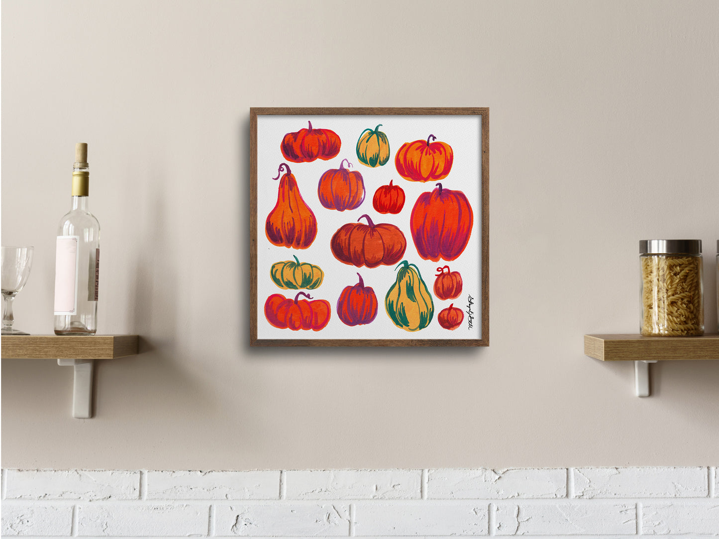 Pumpkins and Squash Watercolor Painting: Fall Art Print