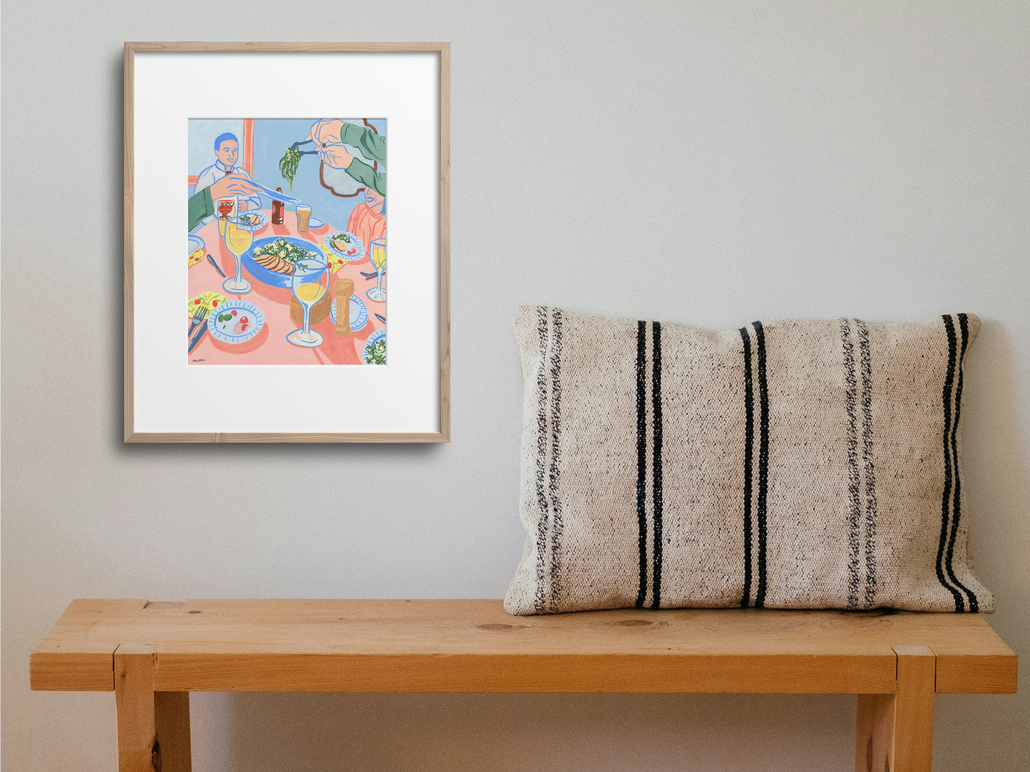 Pork and Greens: Dinner Party Painting Art Print