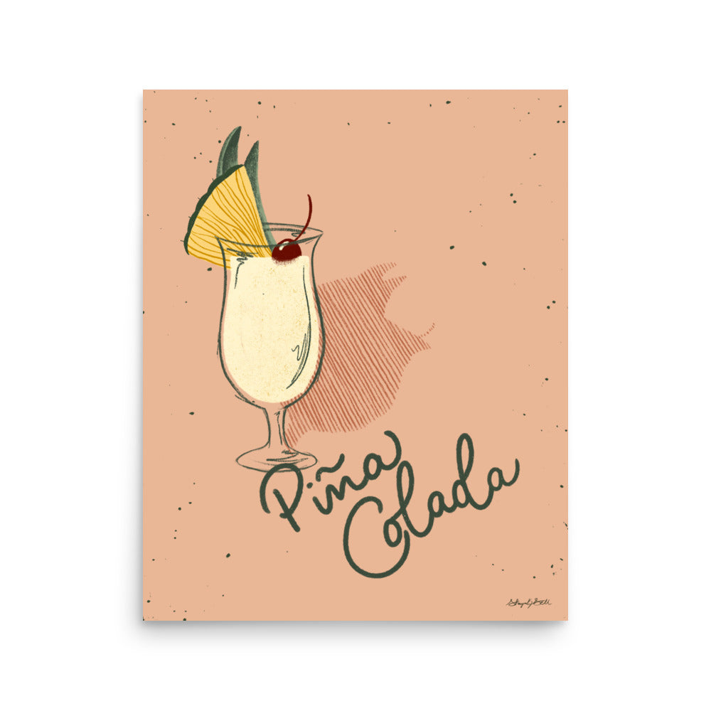 Pina Colada Cocktail Illustration Art Print