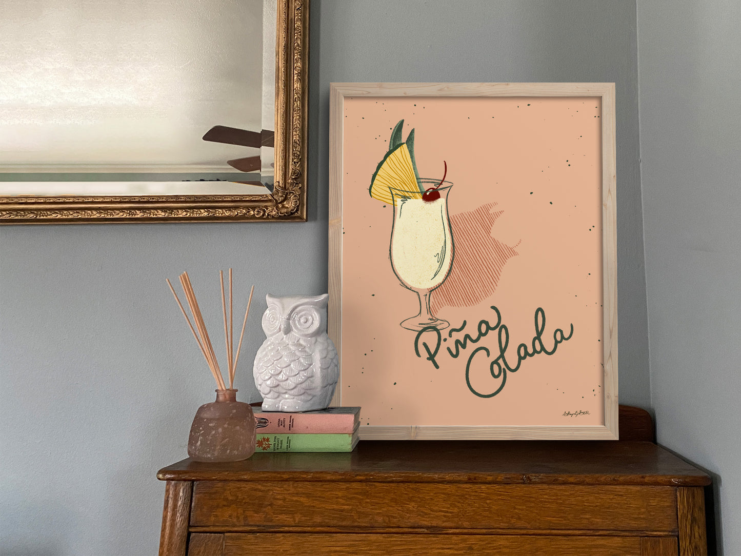 Pina Colada Cocktail Illustration Art Print