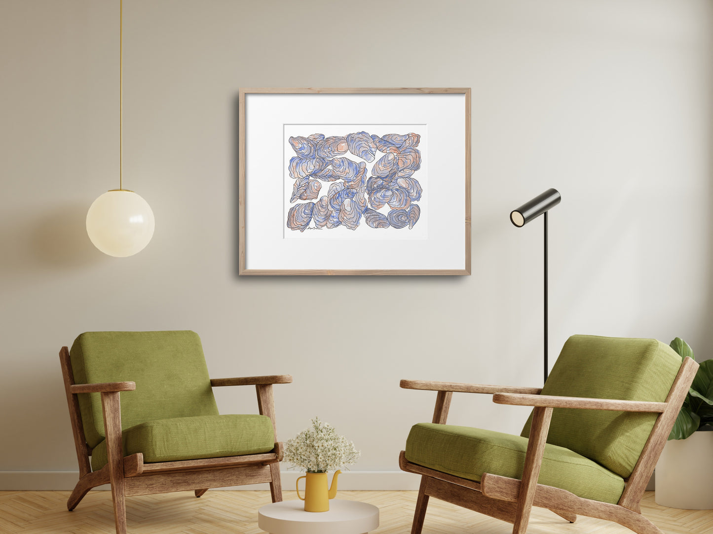 Oysters Watercolor Painting: Kitchen Art Print