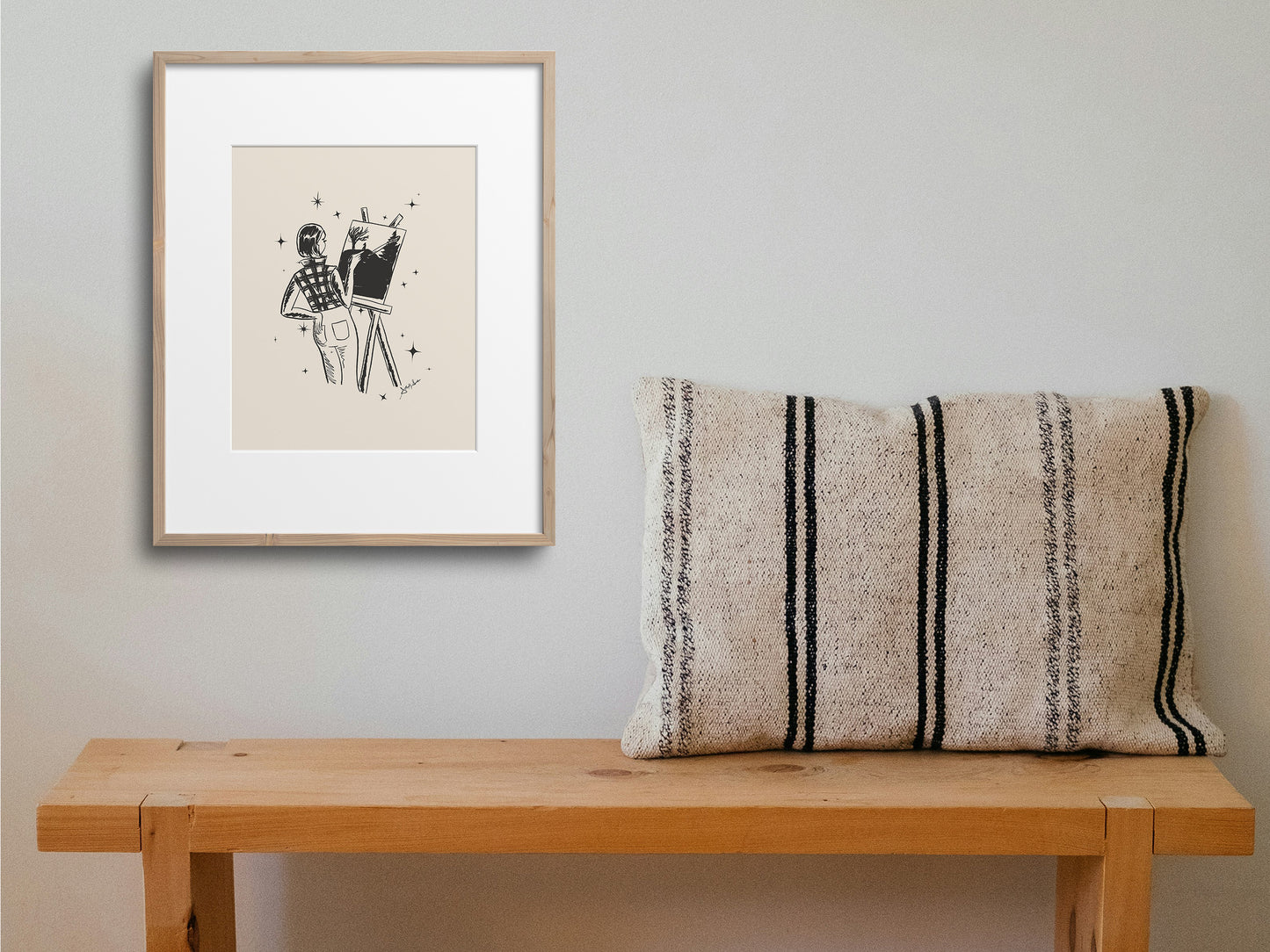 Artsy Witch Ink Drawing: Retro Halloween Wall Art